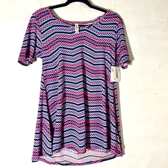LuLaRoe Perfect Top Blouse Tunic NWT Purple Geometric Abstract Size XXS Gift - Picture 1 of 6